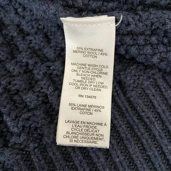 Vineyard Vines Sweater men's Large Chunky Knit Merino Wool Cotton Crew Neck Blue - Picture 6 of 11